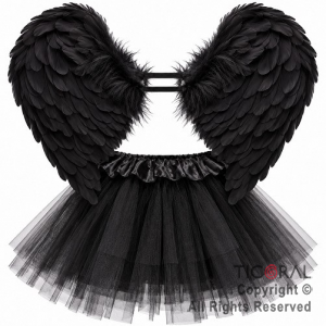 SET ALAS CON PLUMAS Y POLLERA NEGRO (9595A)